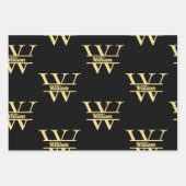 Schwarz-Gold-Monogramm | Elegantes Anfangsskript Geschenkpapier Set (Vorderseite 2)