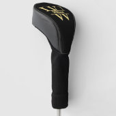Schwarz-Gold-Monogramm | Elegantes Anfangsskript Golf Headcover (angewinkelt)