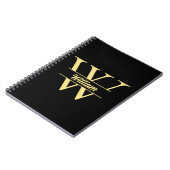 Schwarz-Gold-Monogramm | Elegantes Anfangsskript Notizblock (Linke Seite)