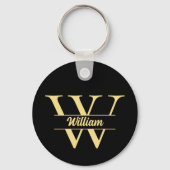 Schwarz-Gold-Monogramm | Elegantes Anfangsskript Schlüsselanhänger (Vorderseite)