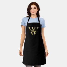 Schwarz-Gold-Monogramm | Elegantes Anfangsskript Schürze