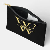 Schwarz-Gold-Monogramm | Elegantes Anfangsskript Zubehörtasche (Offen)