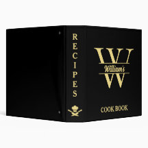 Schwarz-Gold-Monogramm | Elegantes erstes Cookbook
