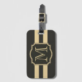 Schwarz-Gold-Monogramm Gepäckanhänger (Vorderseite Vertikal)