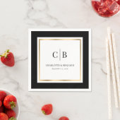 Schwarz-Gold-Monogramm-Hochzeit Serviette (Beispiel)