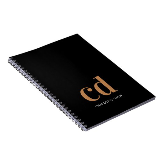 Schwarz-Gold-Monogramm-Initialen fett Notizblock (Rechte Seite)