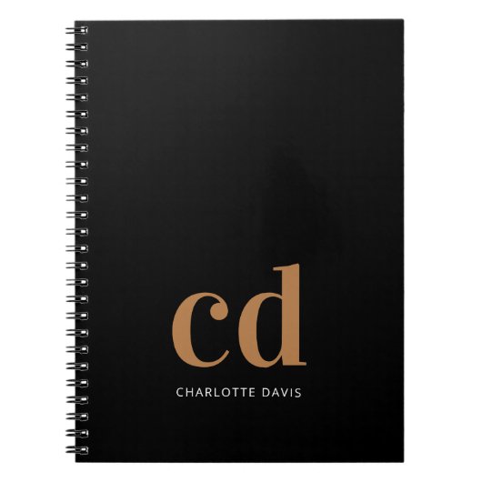 Schwarz-Gold-Monogramm-Initialen fett Notizblock (Vorderseite)