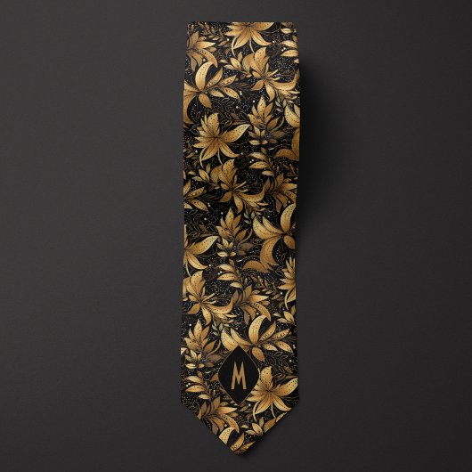 Schwarz-Gold-Monogramm Krawatte
