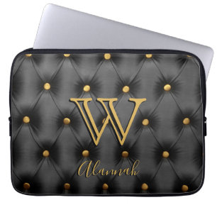 Schwarz-Gold-Monogramm Laptopschutzhülle