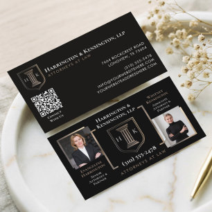 Schwarz-Gold-Monogramm Luxusanwälte Photo Visitenkarte