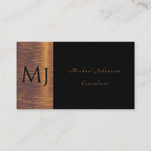 Schwarz-Gold-Monogramm-Minimalisten Visitenkarte