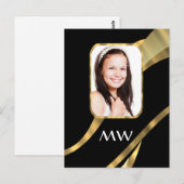 Schwarz-Gold-Monogramm Postkarte (Vorne/Hinten)