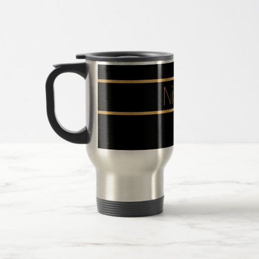 Schwarz-Gold-Monogramm Reisebecher (Links)