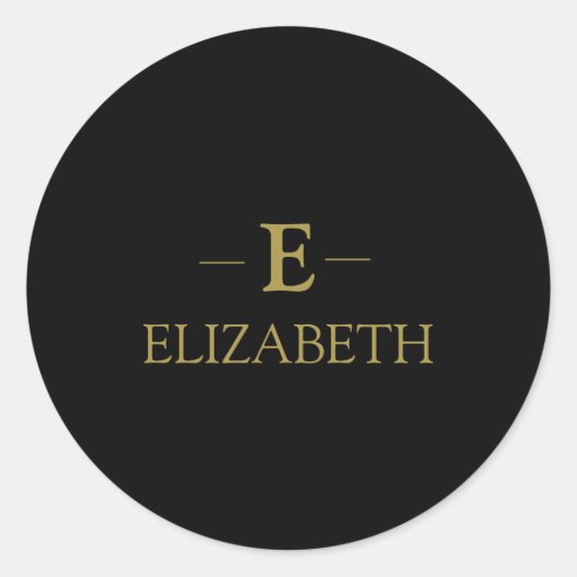 Schwarz-Gold-Monogramm-Rundkleber Runder Aufkleber (Vorderseite)