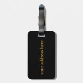 Schwarz-Gold-Monogramm-Stil Gepäckanhänger (Rückseite vertikal)