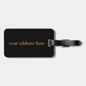 Schwarz-Gold-Monogramm-Stil Gepäckanhänger (Rückseite horizontal)