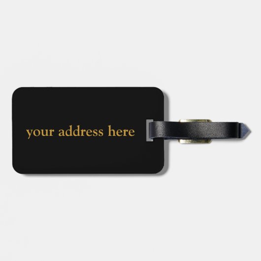 Schwarz-Gold-Monogramm-Stil Gepäckanhänger (Rückseite horizontal)