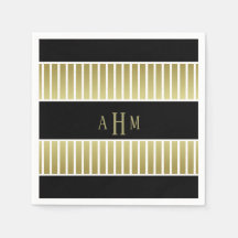 Schwarz-Gold-Monogramm-Streifen