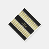 Schwarz-Gold-Monogramm-Streifen Serviette (Ecke)