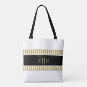 Schwarz-Gold-Monogramm-Streifen Tasche (Rückseite)