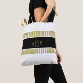 Schwarz-Gold-Monogramm-Streifen Tasche (Von Nahem)