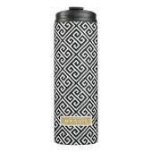 Schwarz-Gold-Monogramm Thermosbecher (Vorderseite)