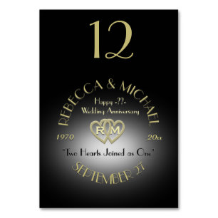 Schwarz-Gold-Monogramm-Tischnummer Tischnummer