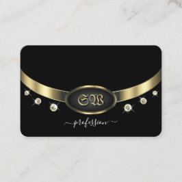 Schwarz-Gold-Monogramm und Diamanten Visitenkarte