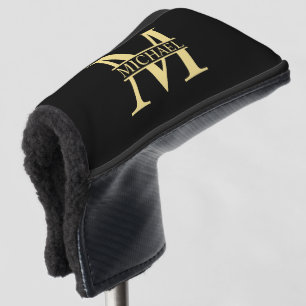 Schwarz-Gold-Monogramm und Personalisierter Name Golf Headcover