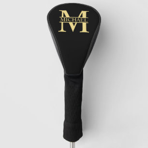 Schwarz-Gold-Monogramm und Personalisierter Name Golf Headcover