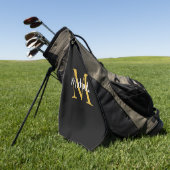 Schwarz-Gold-Monogramm-Vorlage Golfhandtuch (Gras)