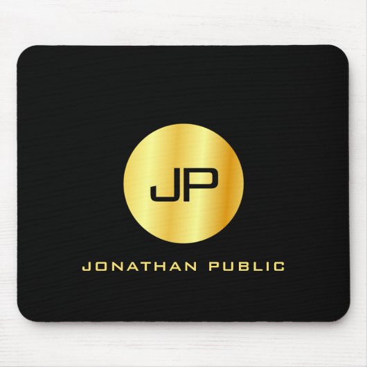 Schwarz-Gold-Monogramm-Vorlage Mousepad (Vorne)