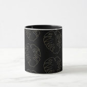 Schwarz-Gold Monstera-Leaf-Muster-Kaffee Tasse (Zentrum)