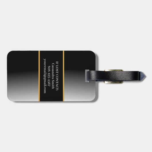 Schwarz/Gold-Musiknote Gepäckanhänger (Rückseite horizontal)