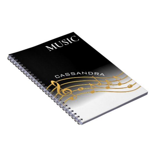 Schwarz/Gold-Musiknote Notizblock (Rechte Seite)