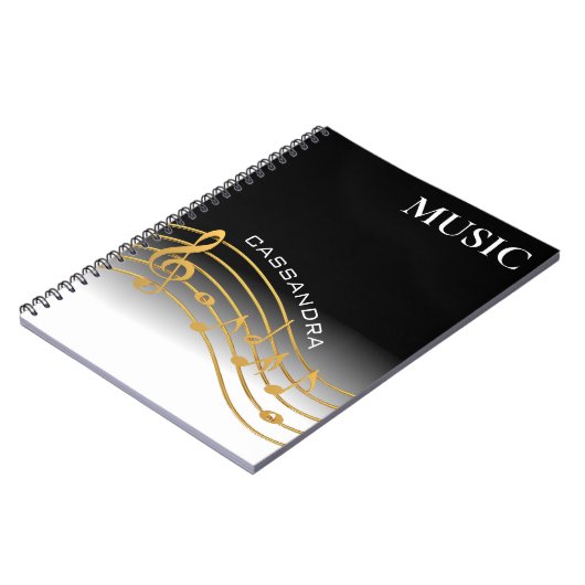 Schwarz/Gold-Musiknote Notizblock (Linke Seite)