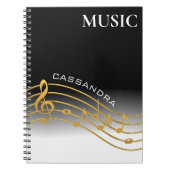Schwarz/Gold-Musiknote Notizblock (Vorderseite)