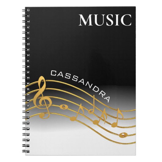 Schwarz/Gold-Musiknote Notizblock (Vorderseite)