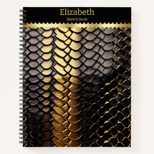 Schwarz-Gold-Muster einer Schlange Notizblock (Vorderseite)