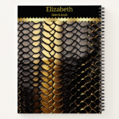 Schwarz-Gold-Muster einer Schlange Notizblock (Rückseite)