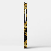 Schwarz-Gold-Muster für tropische Blätter Case-Mate iPhone Hülle (Rückseite / Links)