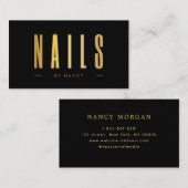 Schwarz/Gold Nail Artist Nails Minimalistisch Visitenkarte (Vorne/Hinten)