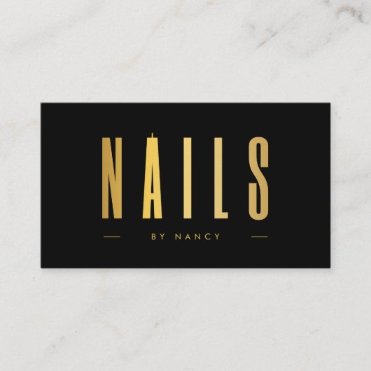 Schwarz/Gold Nail Artist Nails Minimalistisch Visitenkarte (Vorderseite)