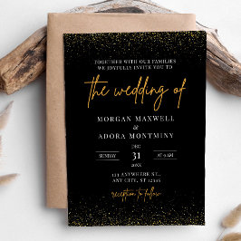 Schwarz-Gold-Neujahr-Hochzeitseinladung Einladung
