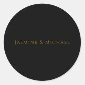Schwarz/Gold Niedlicher Minimalistischer Name Runder Aufkleber (Vorderseite)