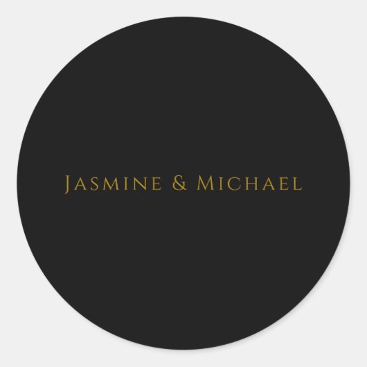 Schwarz/Gold Niedlicher Minimalistischer Name Runder Aufkleber (Vorderseite)