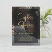 Schwarz-Gold-Overlay | Dusche für Fotos Einladung (Stehend Vorderseite)