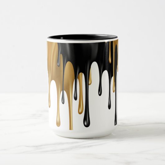 Schwarz-Gold-Paint-Tropfen Tasse (Zentrum)