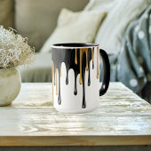 Schwarz-Gold-Paint-Tropfen Tasse