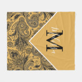 Schwarz-Gold-Paisley-Fleecedecke Fleecedecke (Vorderseite (Horizontal))